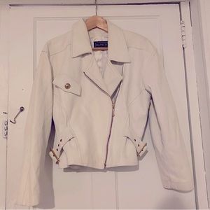 Vintage Danier White Leather Jacket size large EUC